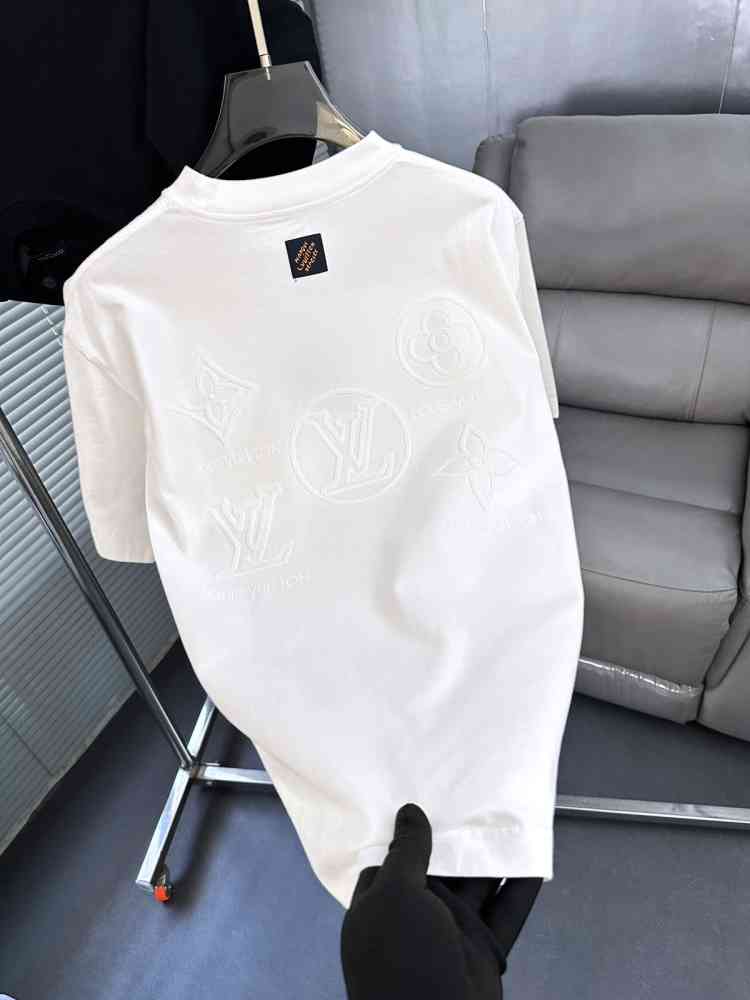 Louis Vuitton White Embroidery Logo Premium T-shirt-thumb-3