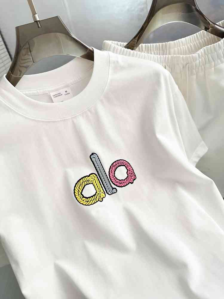 Alo White Premium Quality Shirt & Shorts Combo-thumb-1