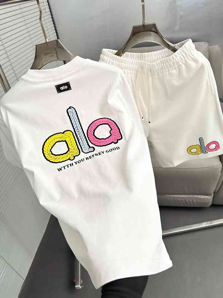 Alo White Premium Quality Shirt & Shorts Combo-thumb-3