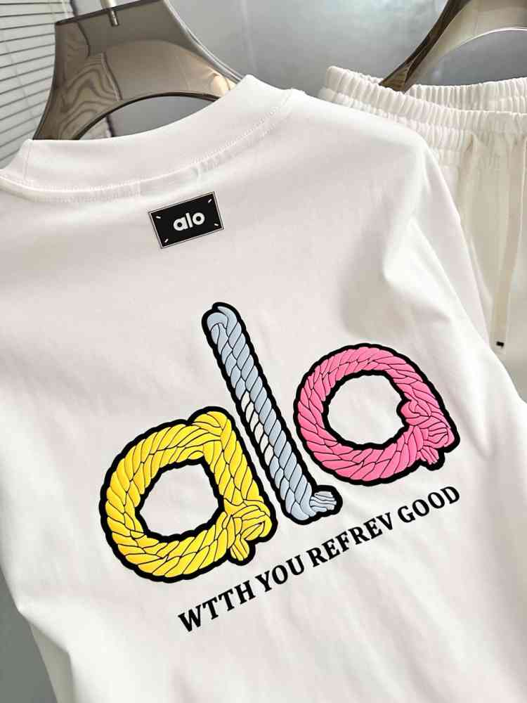 Alo White Premium Quality Shirt & Shorts Combo-thumb-4