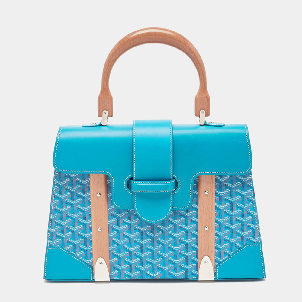 Blue Goyard Saigon PM Small Green Tote Bag