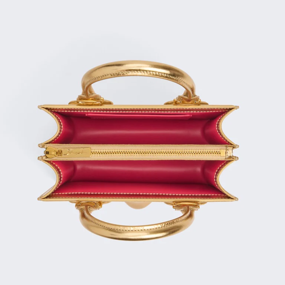 Schiaparelli Anatomy Face Golden Mini Top Handbag-3
