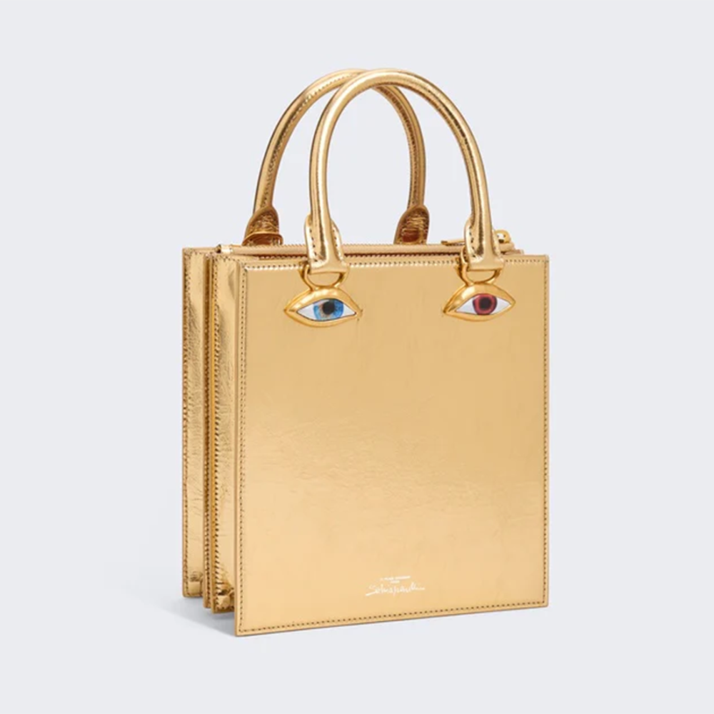 Schiaparelli Anatomy Face Golden Mini Top Handbag-1