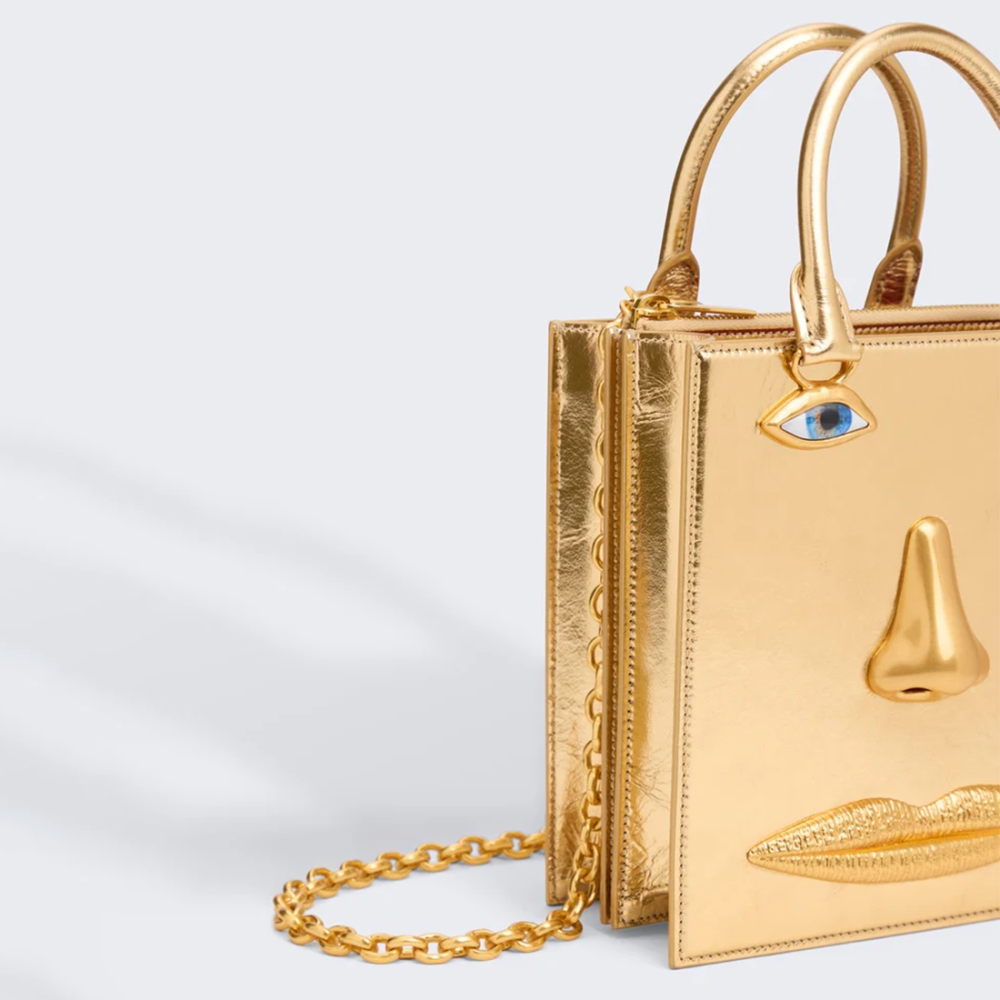 Schiaparelli Anatomy Face Golden Mini Top Handbag-2
