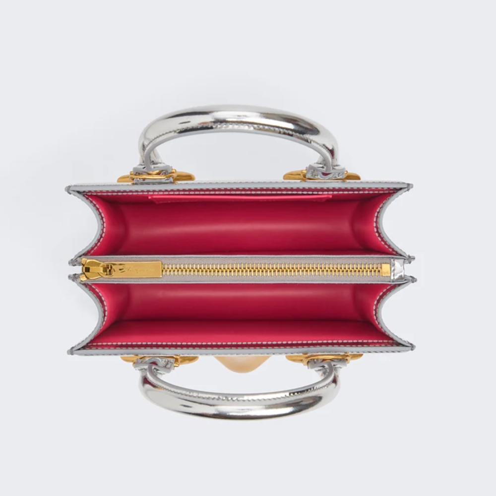Schiaparelli Anatomy Face Silver Mini Top Handbag-3