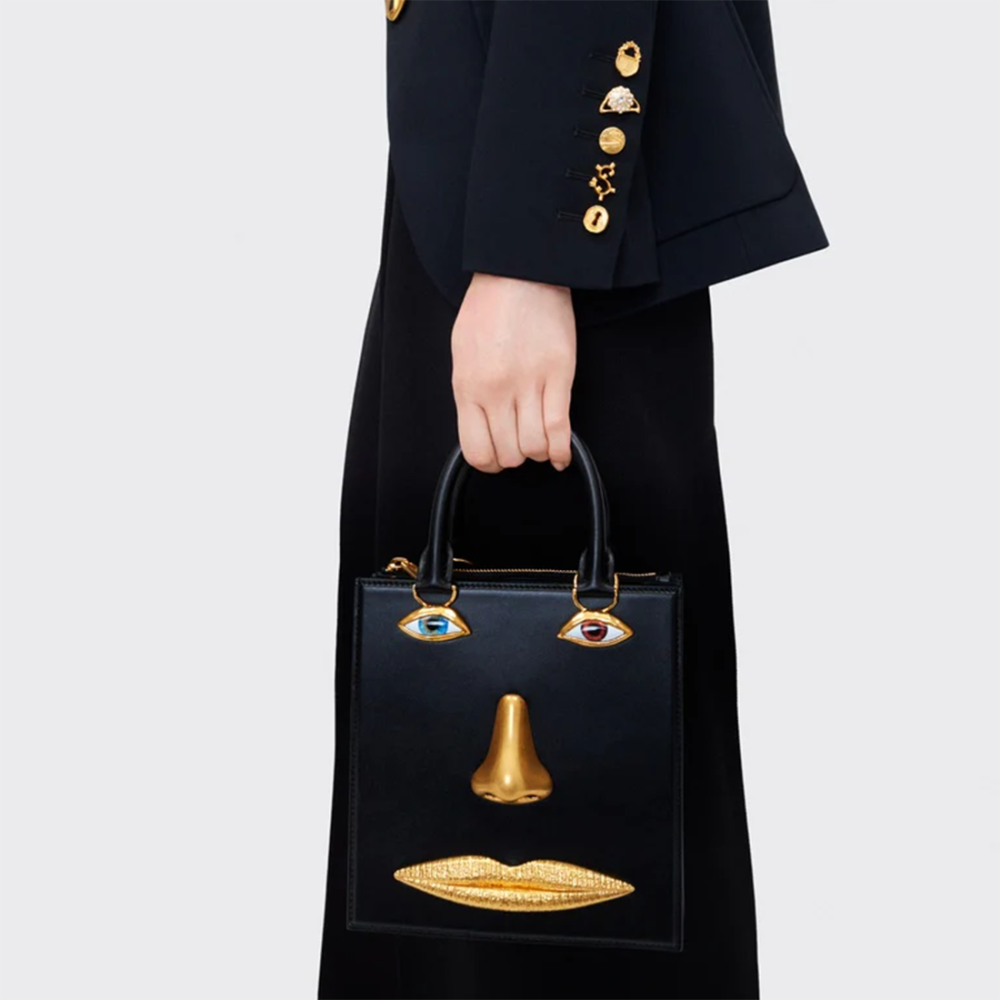 Schiaparelli Anatomy Face Black Mini Top Handbag-4