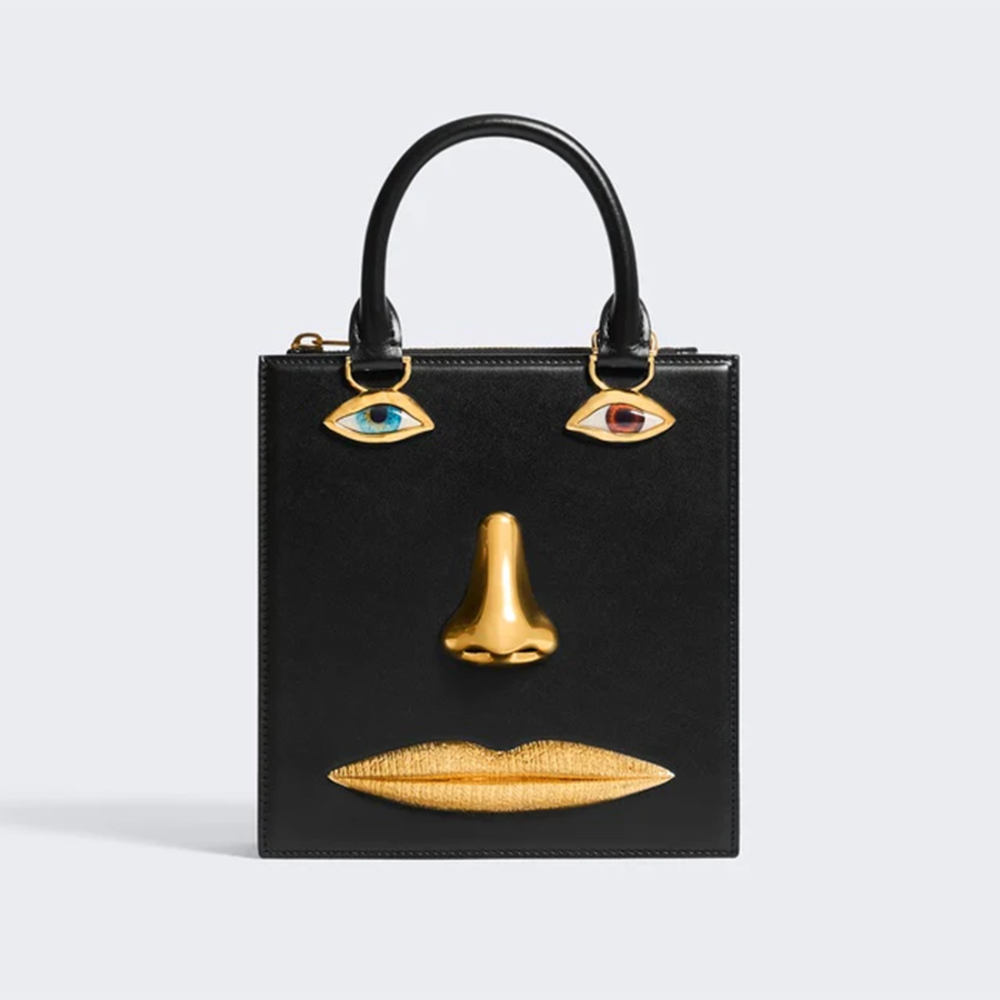 Black Schiaparelli Anatomy Face Red Mini Top Handbag