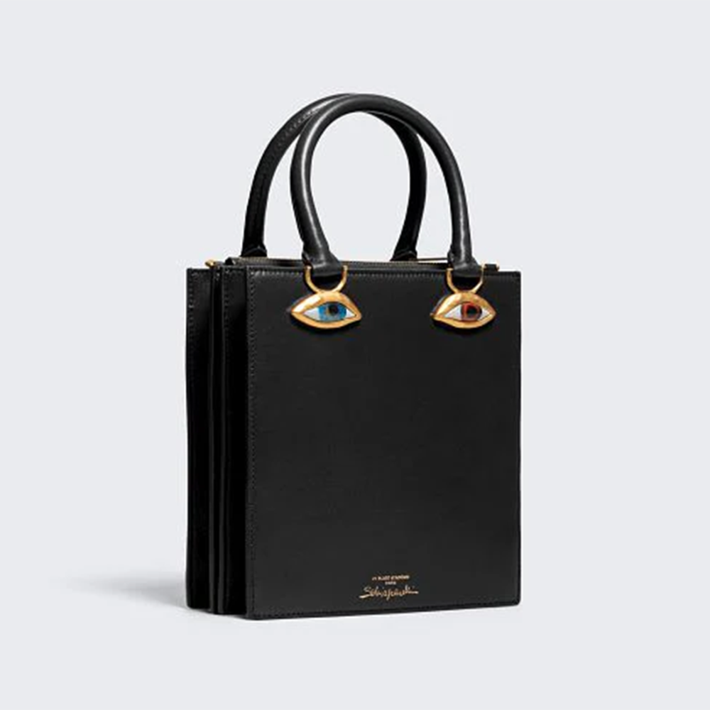 Schiaparelli Anatomy Face Black Mini Top Handbag-1