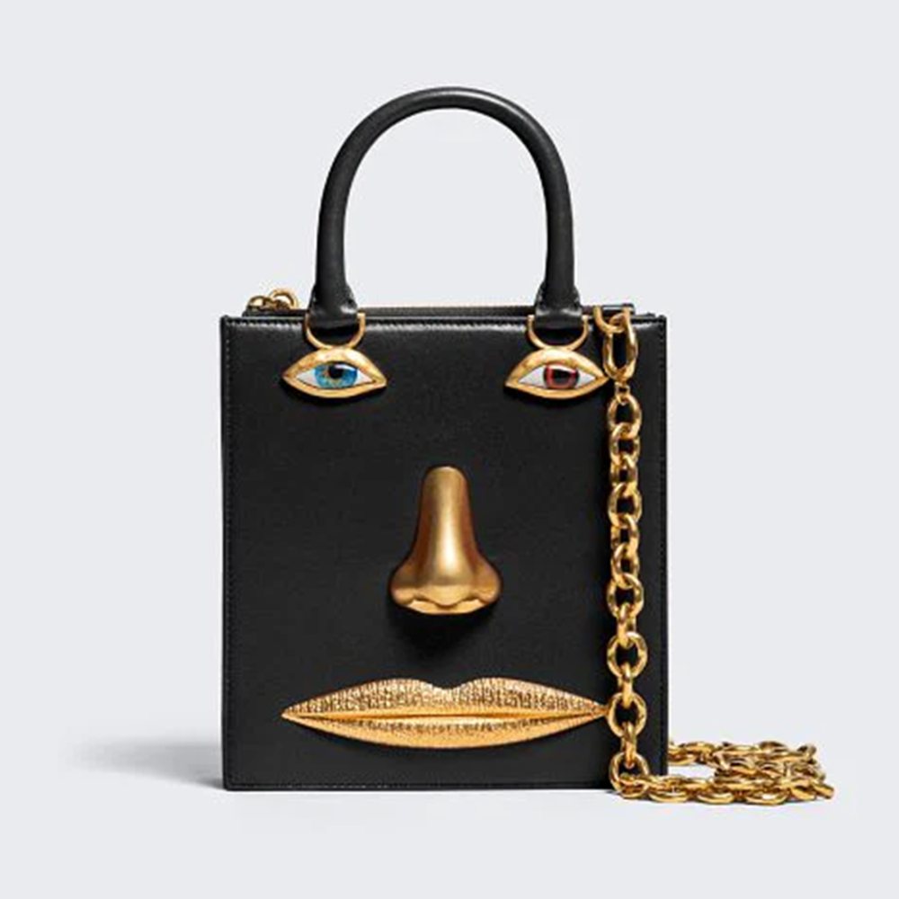 Schiaparelli Anatomy Face Black Mini Top Handbag-2