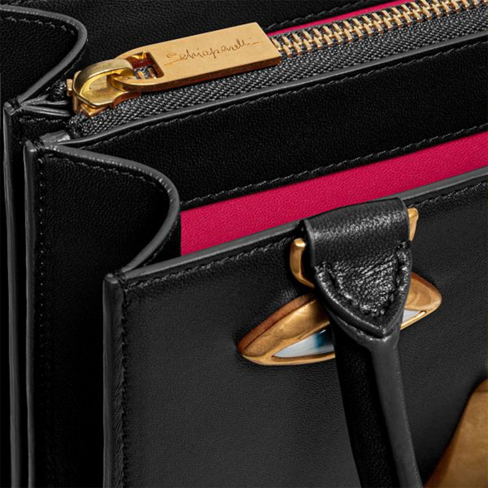 Schiaparelli Anatomy Face Black Mini Top Handbag-3