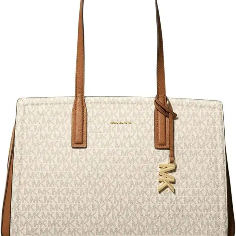 Michael Kors Logo Voyager White Tote Bag-thumb-1
