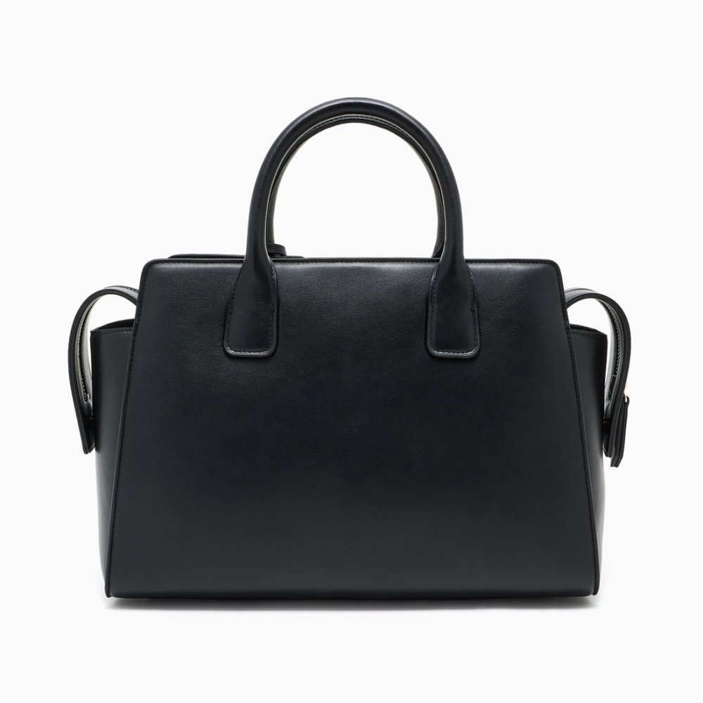 Armani Exchange Glossy Black Embossed Logo Tote Bag-thumb-1