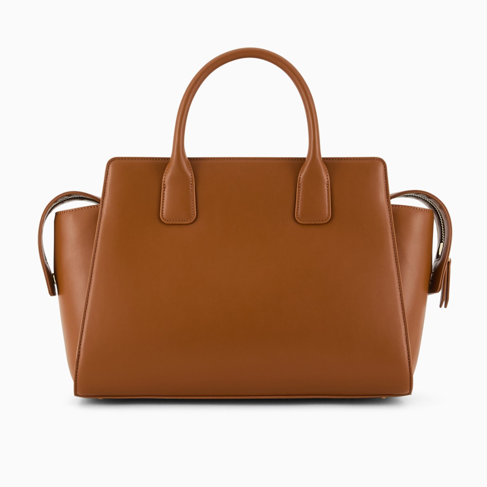 Armani Exchange Glossy Brown Embossed Logo Tote Bag-thumb-1