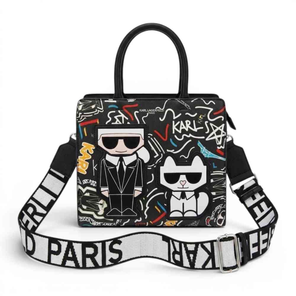 Black Karl Lagerfeld K Signature White Handbag