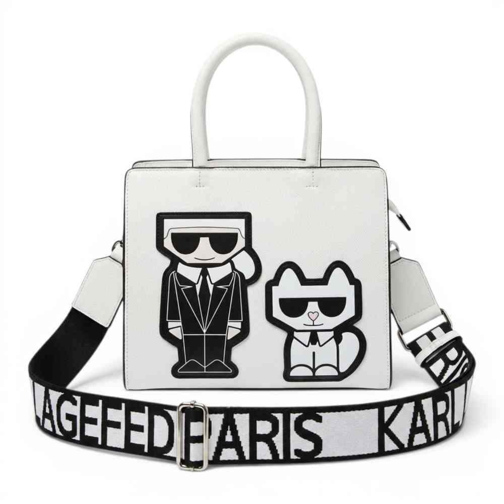 White Karl Lagerfeld K Signature Silver Handbag