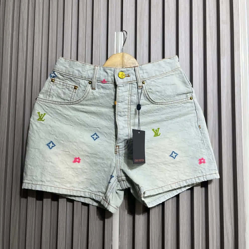 Louis Vuitton x Tyler Embroidered Monogram Denim Shorts-thumb-1
