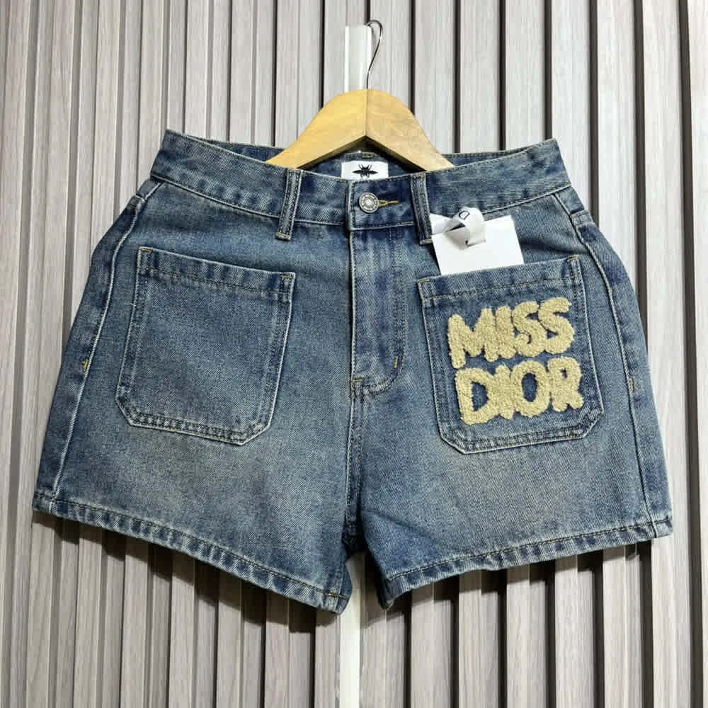 Miss Dior Blue Denim Shorts-thumb-1