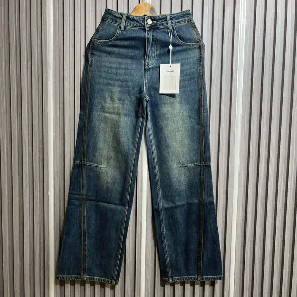Chanel Relaxed Fit Dark Blue Denim for Women-thumb-1