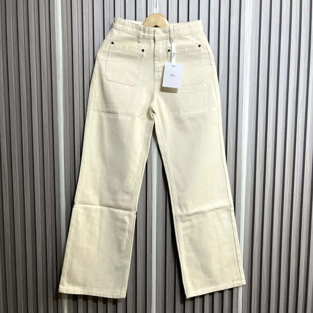 Christian Dior Off-White Relaxed Fit Denim for Women-thumb-1