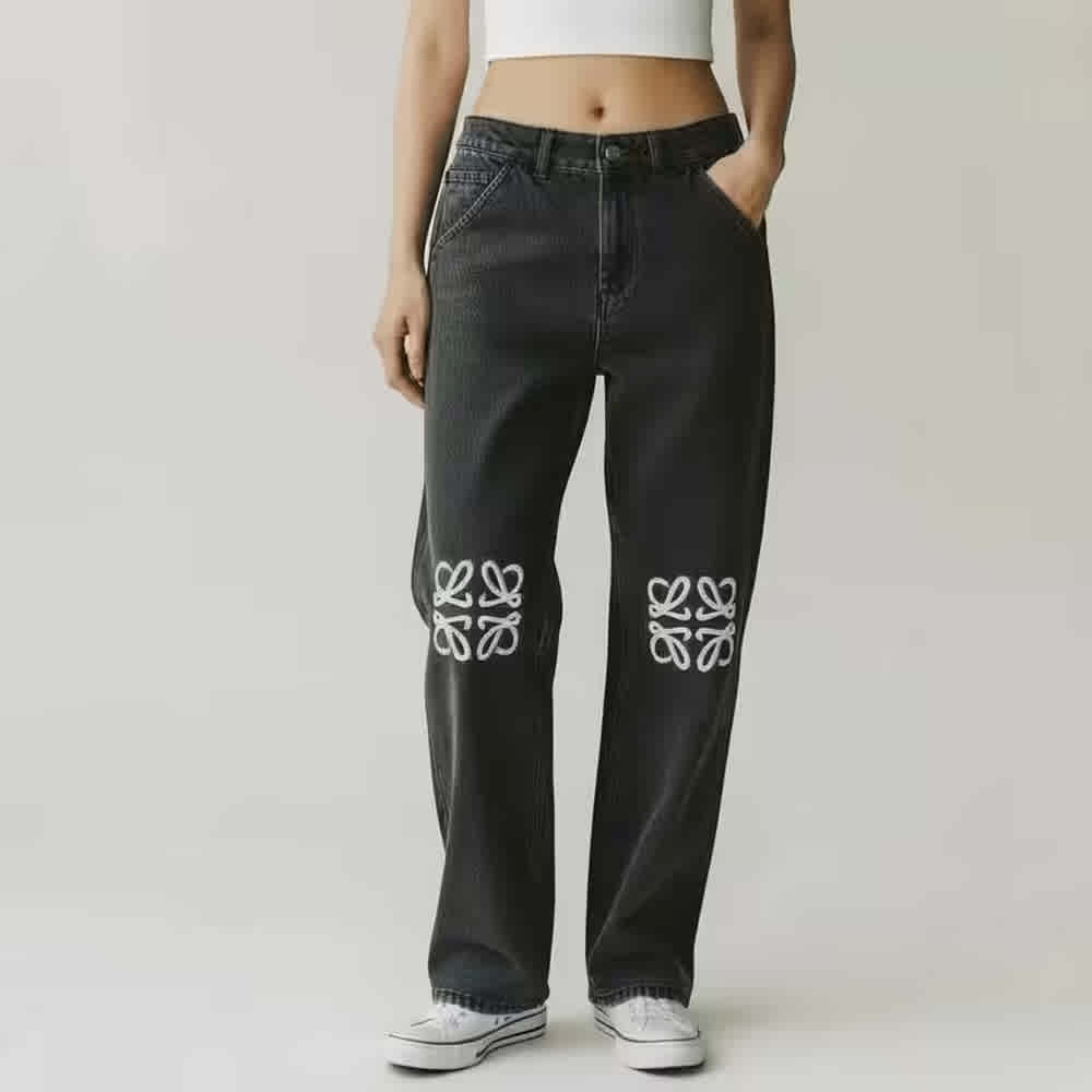 Loewe Anagram Black Baggy Jeans-thumb-0