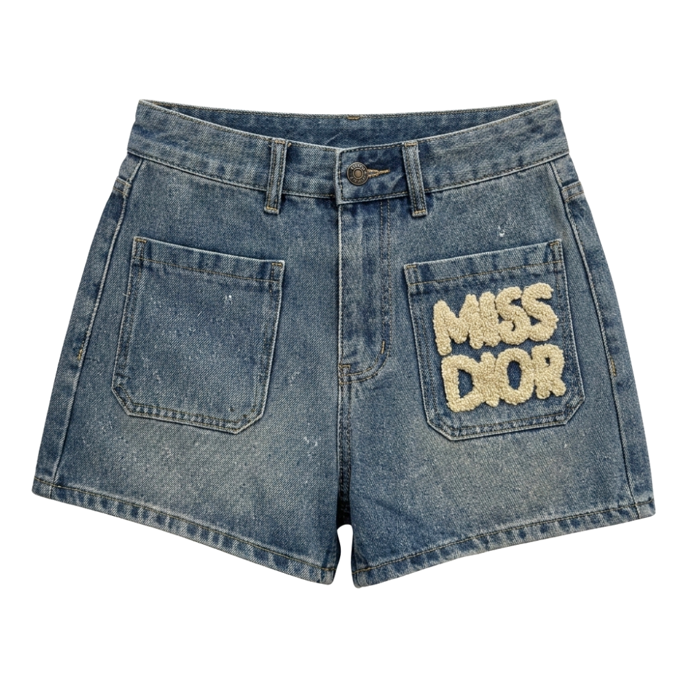 Miss Dior Blue Denim Shorts-thumb-0