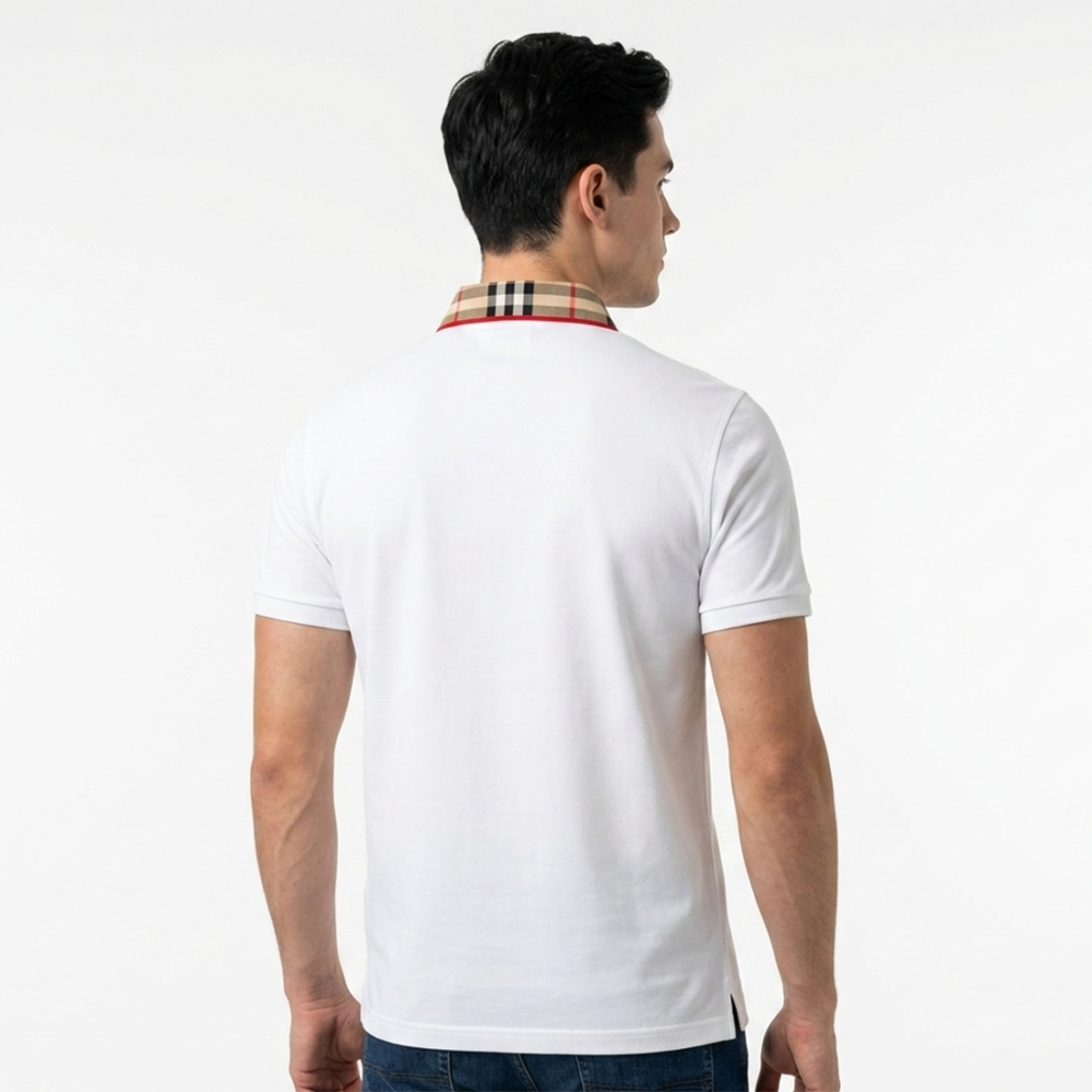 Burberry White Premium Luxury Polo T-shirt-2
