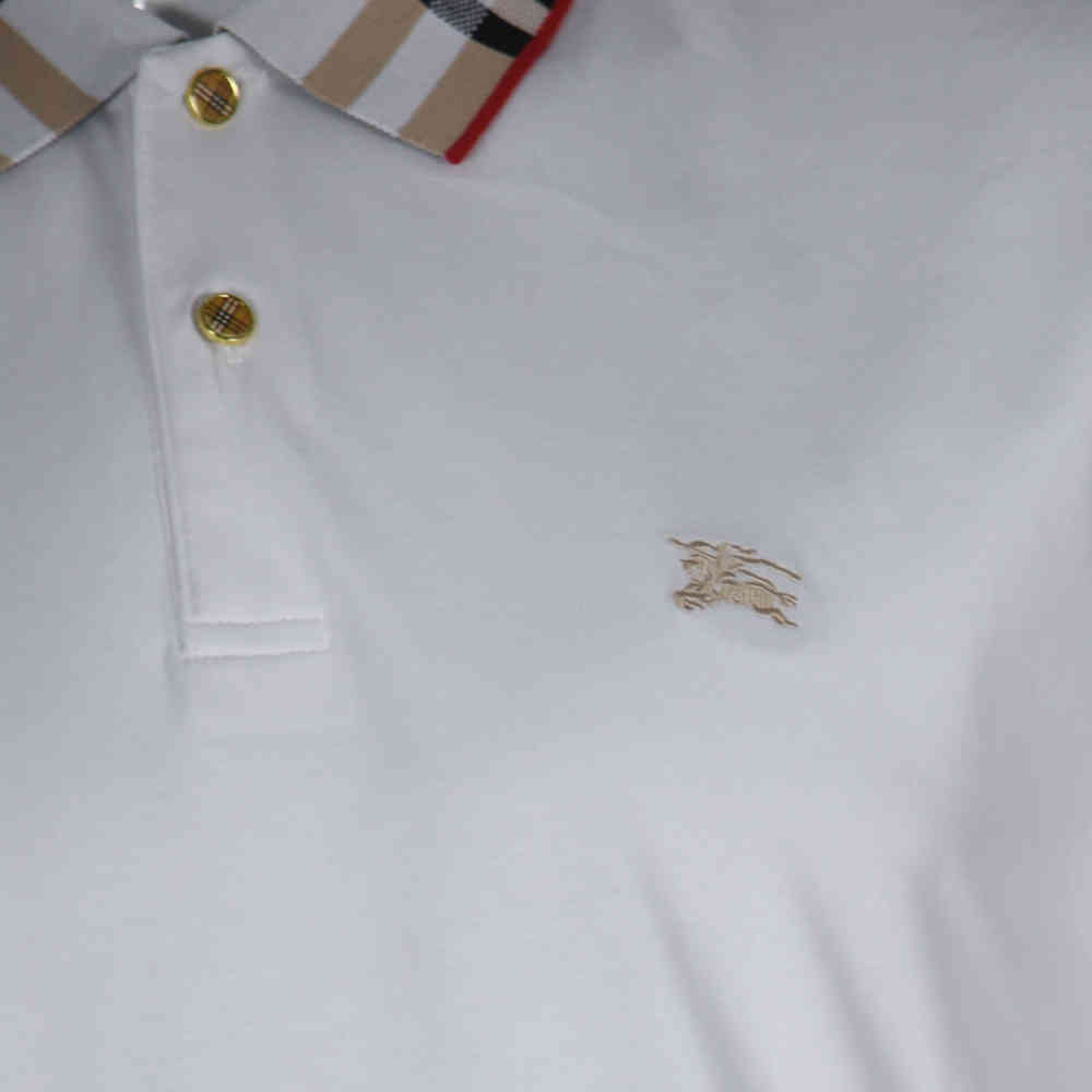 Burberry White Premium Luxury Polo T-shirt-4