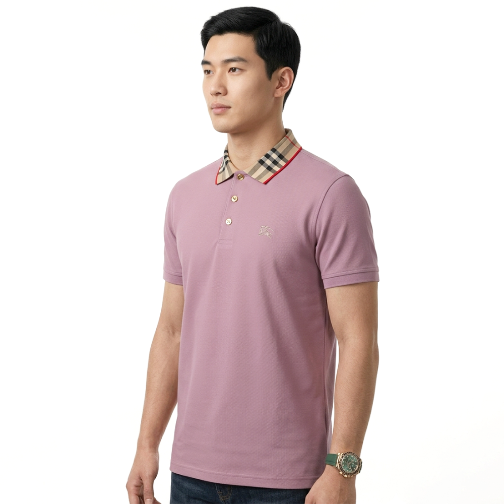 Burberry Embroidered logo Pink Premium Luxury Polo T-shirt-1