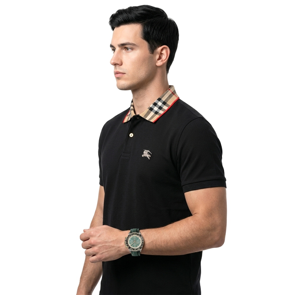 Burberry Black Premium Luxury Polo T-shirt-2