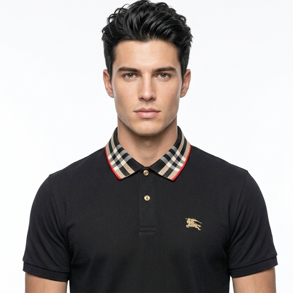 Burberry Black Premium Luxury Polo T-shirt-3