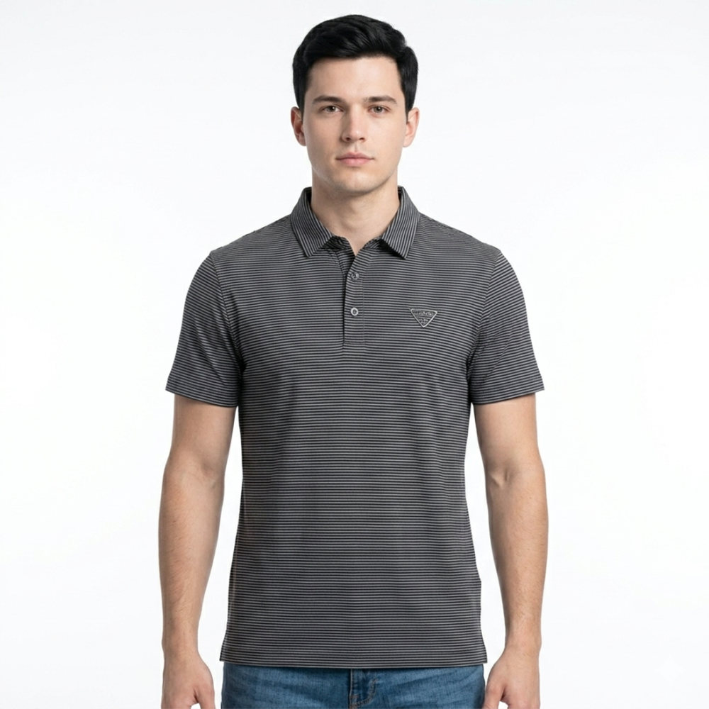 Grey Prada Embossed Logo Blue Premium Polo Luxury T-shirt
