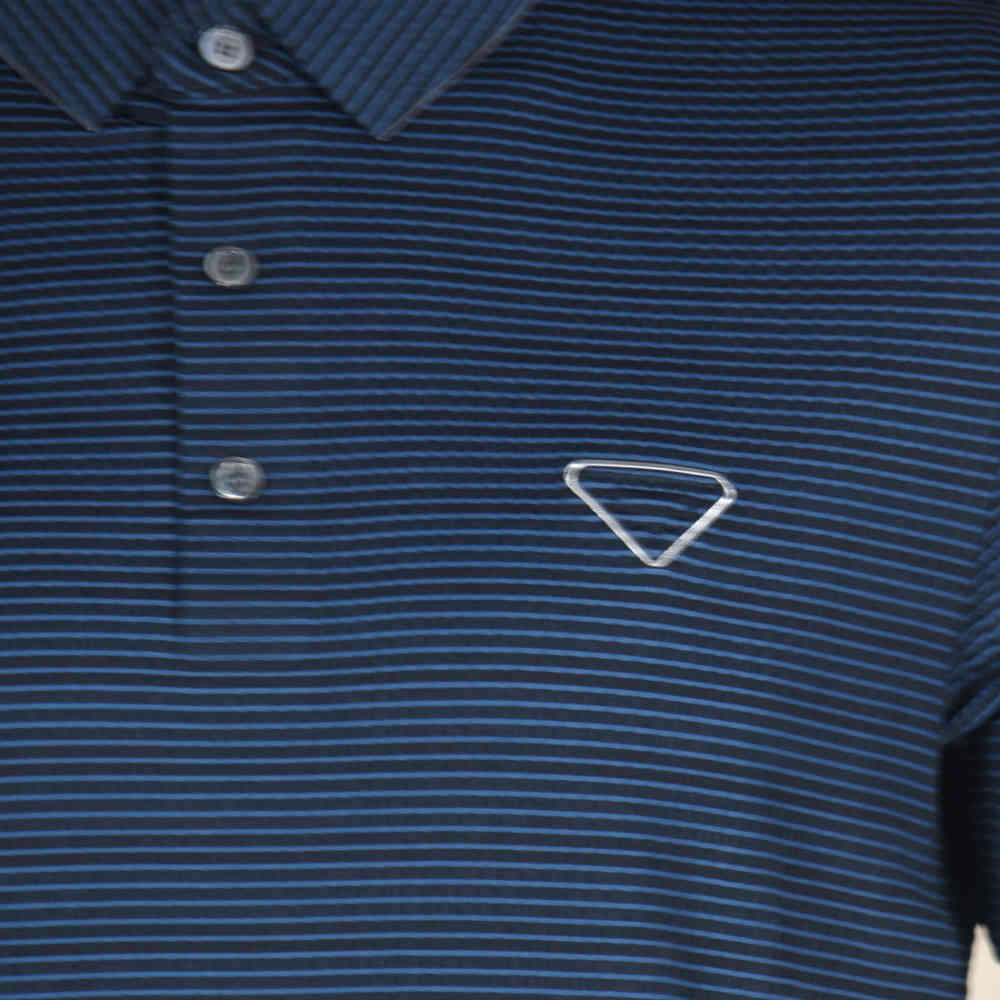 Prada Embossed Logo Blue Premium Polo Luxury T-shirt-4