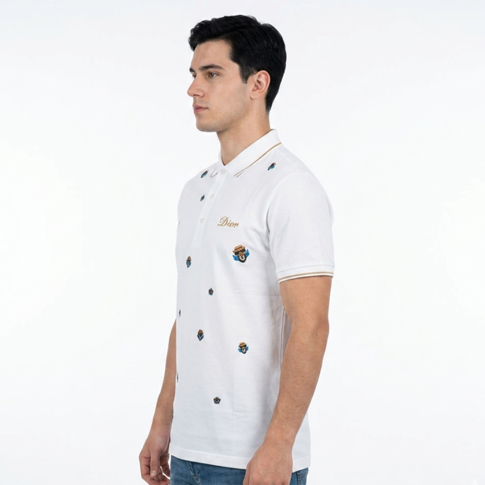 Dior Premium White Quality Embroidered Polo T-shirt-2