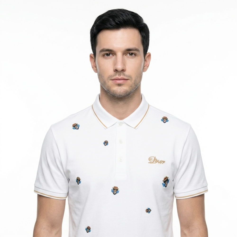 Dior Premium White Quality Embroidered Polo T-shirt-3