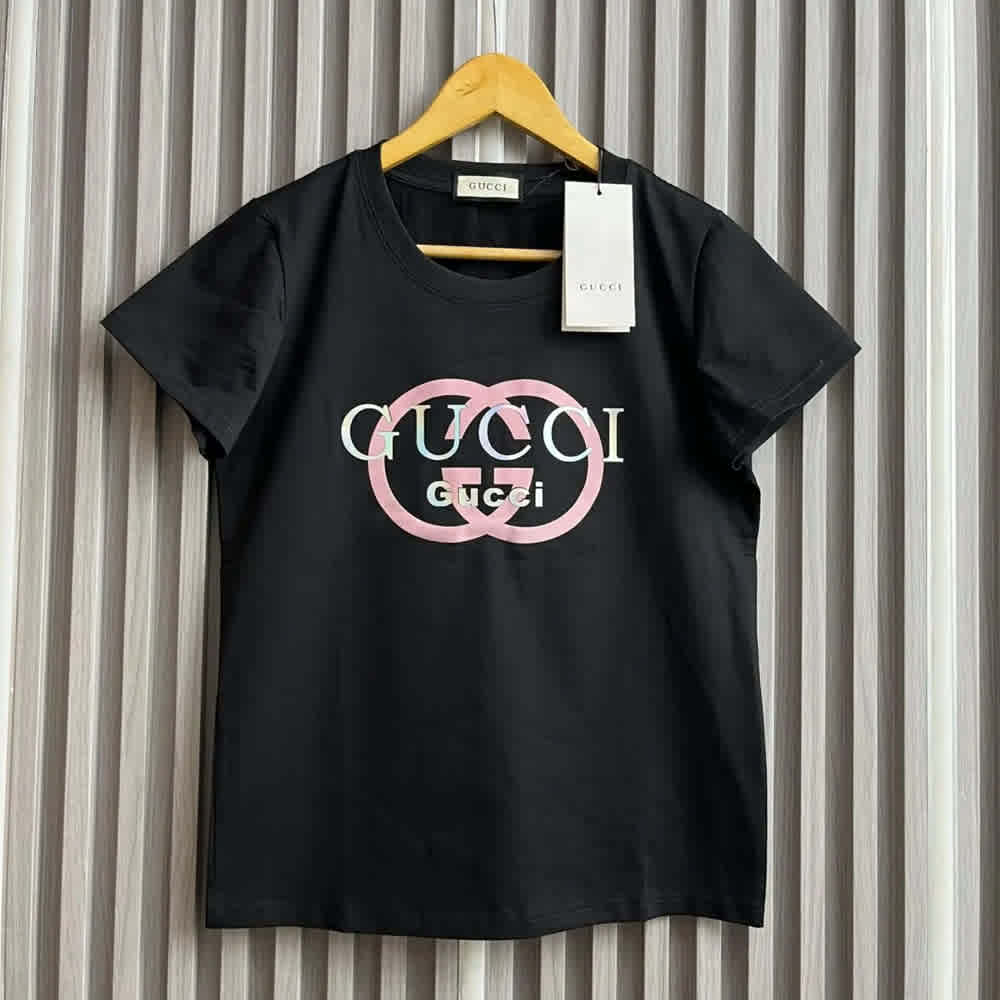 Gucci Interlocking G-Logo Black Cotton T-Shirt-thumb-0