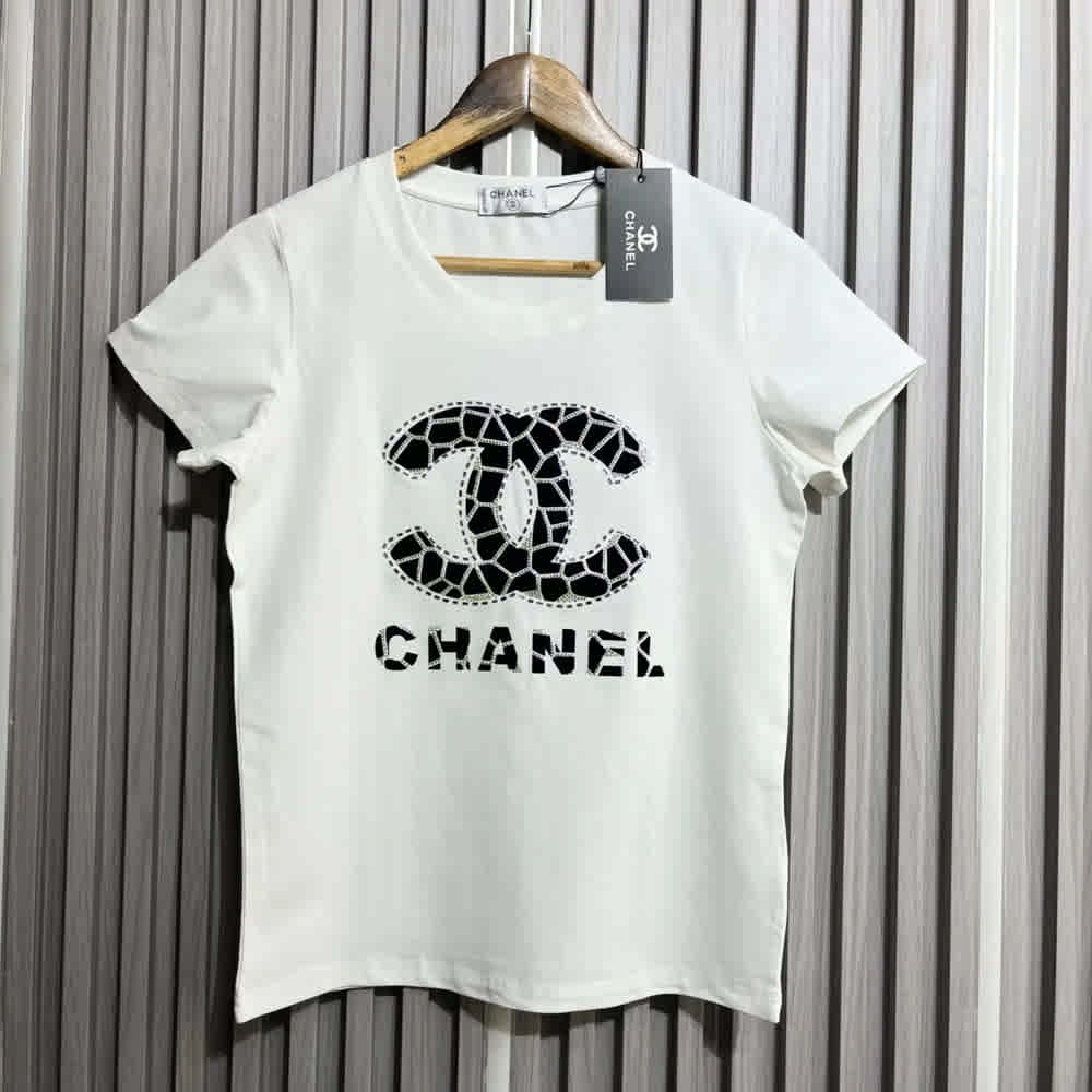 Chanel Logo White Cotton T-Shirt-thumb-0
