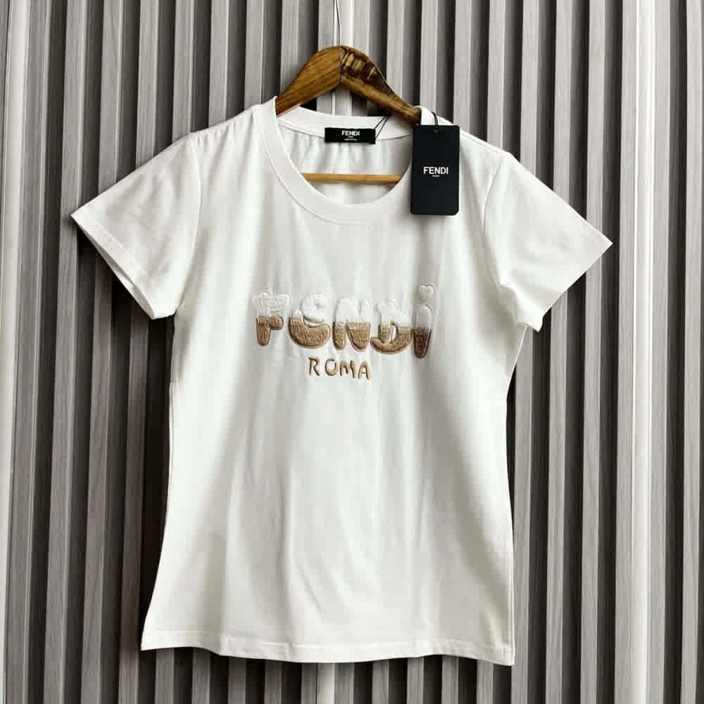 Fendi Roma White Cotton T-Shirt-1
