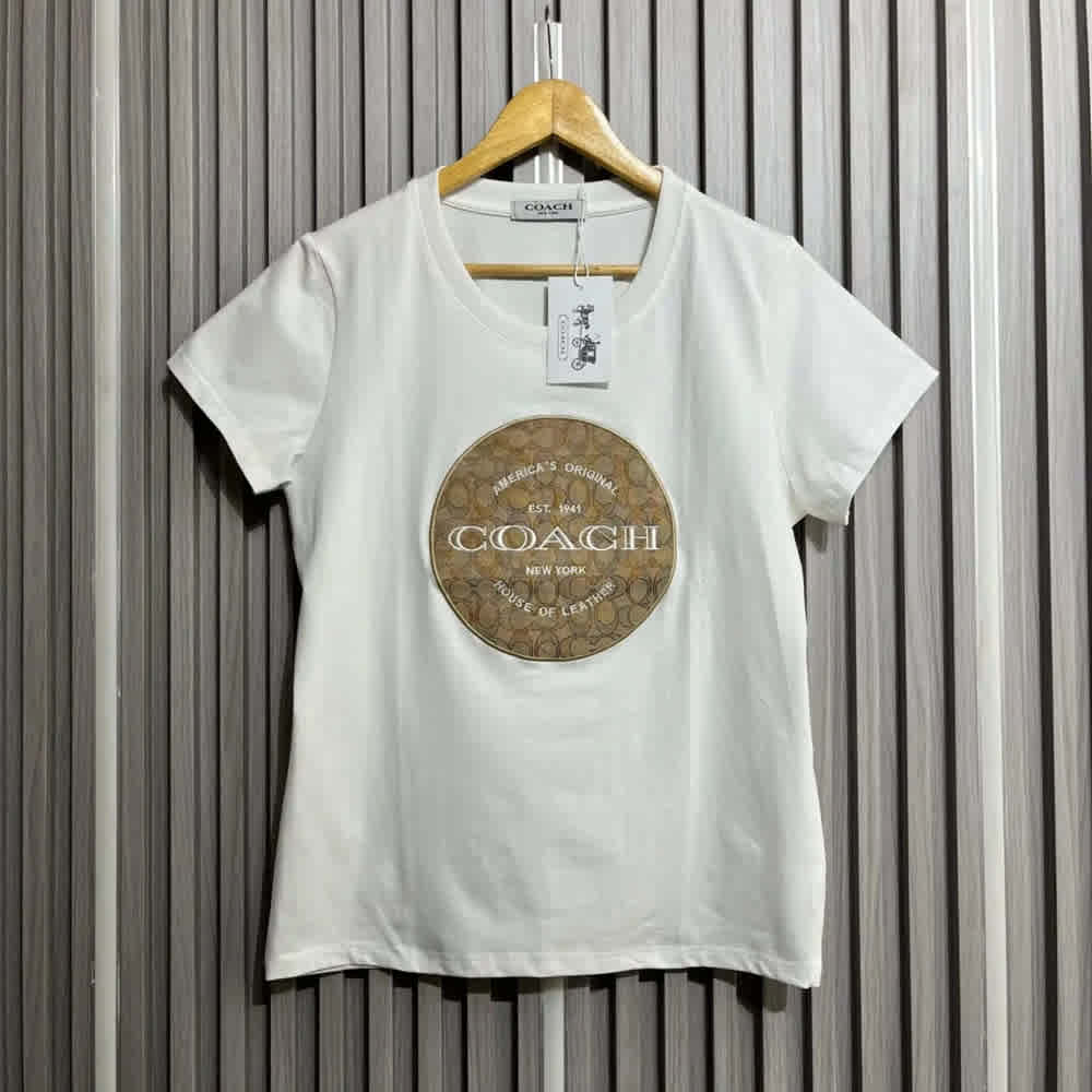 Coach Signature White Cotton T-Shirt-thumb-0