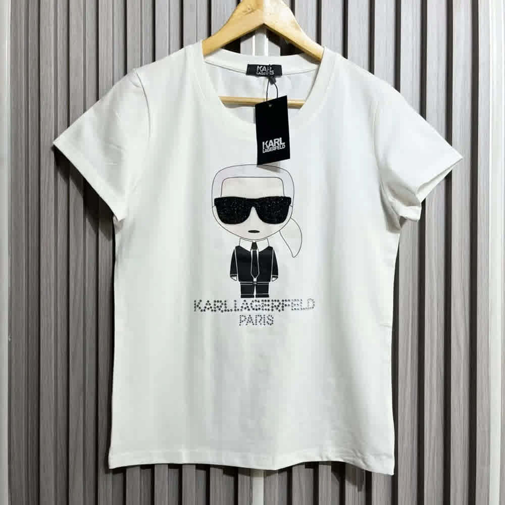 Karl Lagerfeld White Cotton T-shirt-1