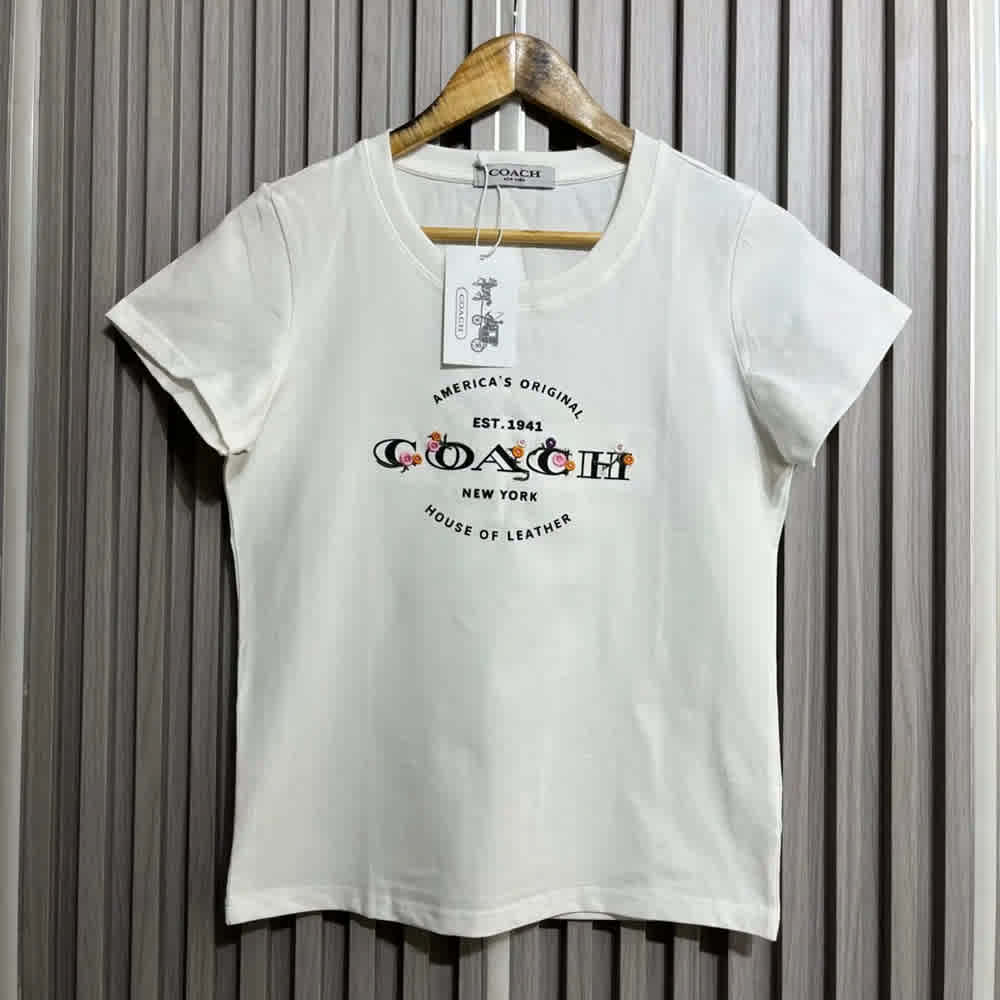 Coach "House of Leather" Graphic White Cotton T-shirt-thumb-0