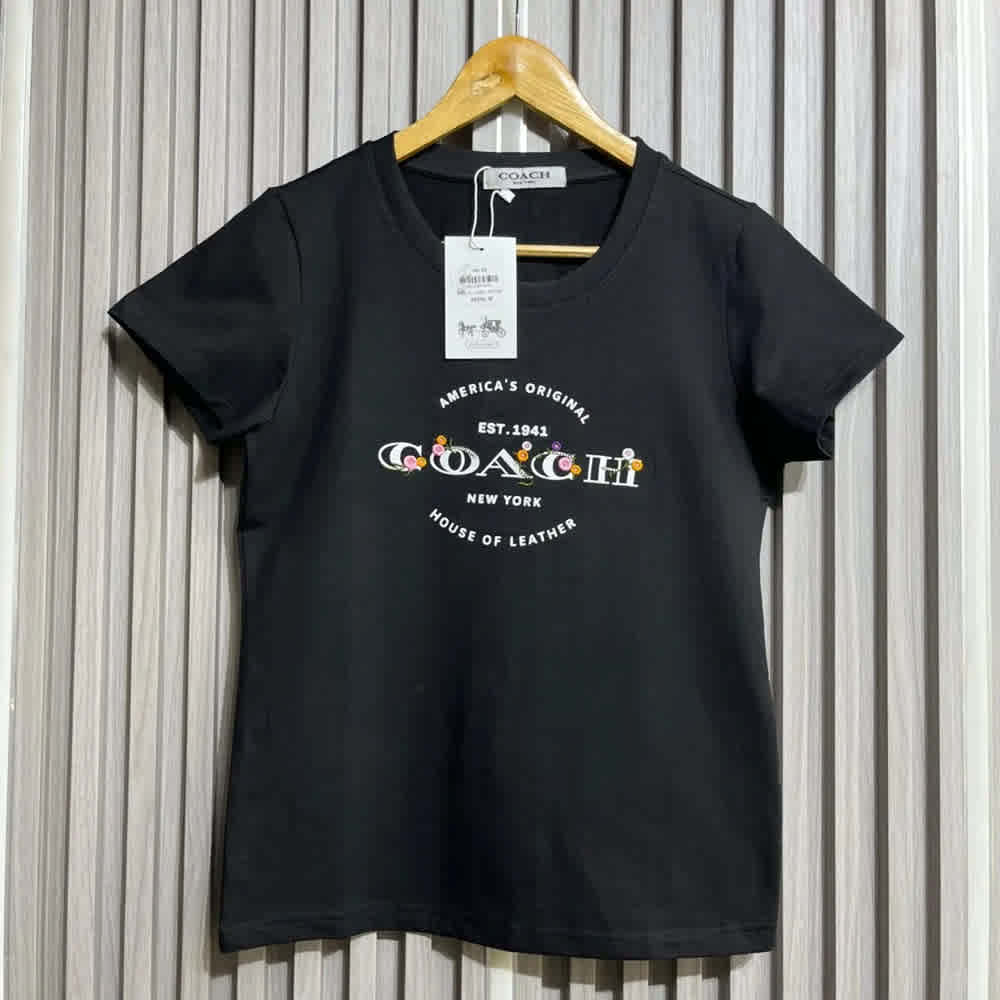 Coach "House of Leather" Graphic Black Cotton T-shirt-thumb-0