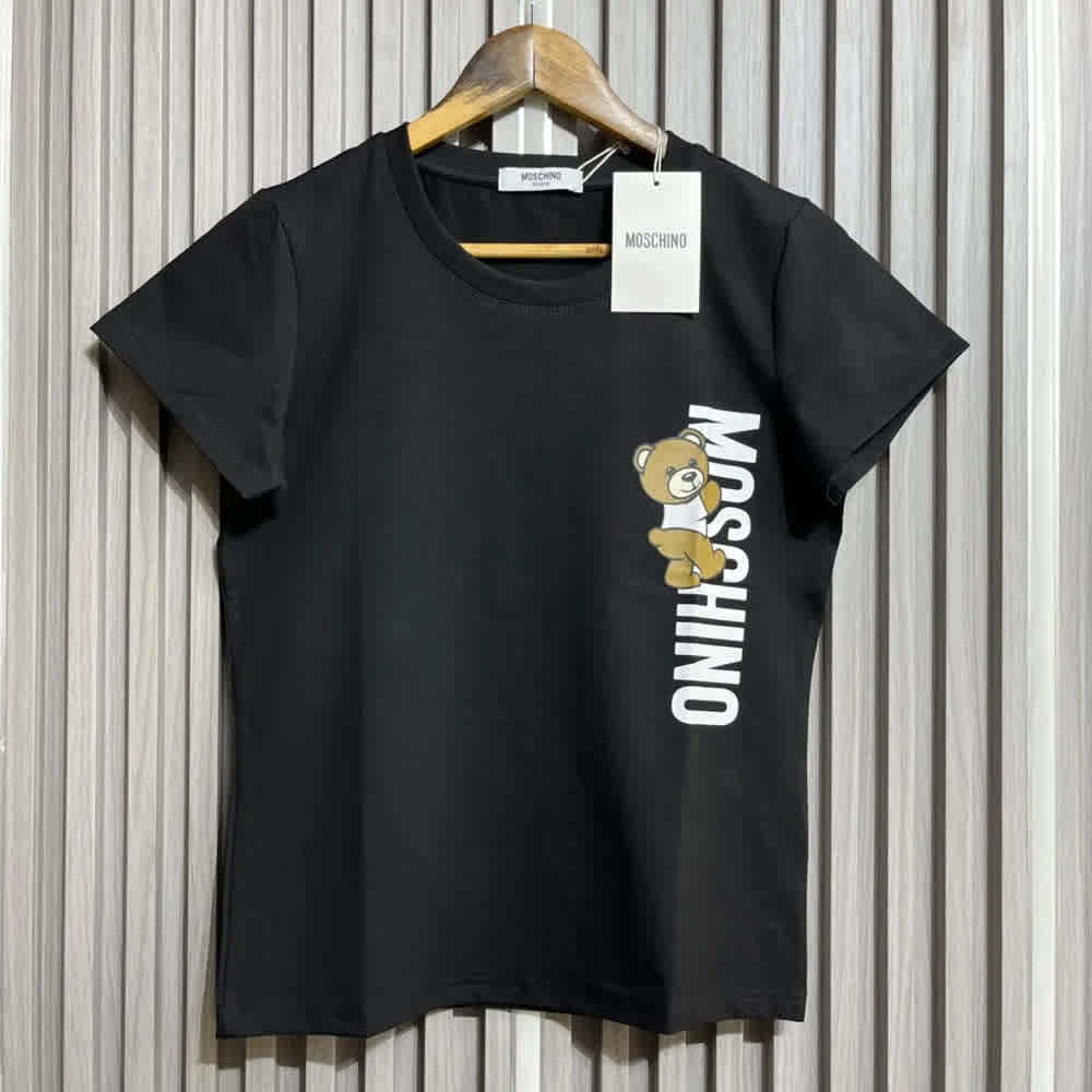 Moschino Teddy Bear Graphic Black Cotton T-Shirt-thumb-1