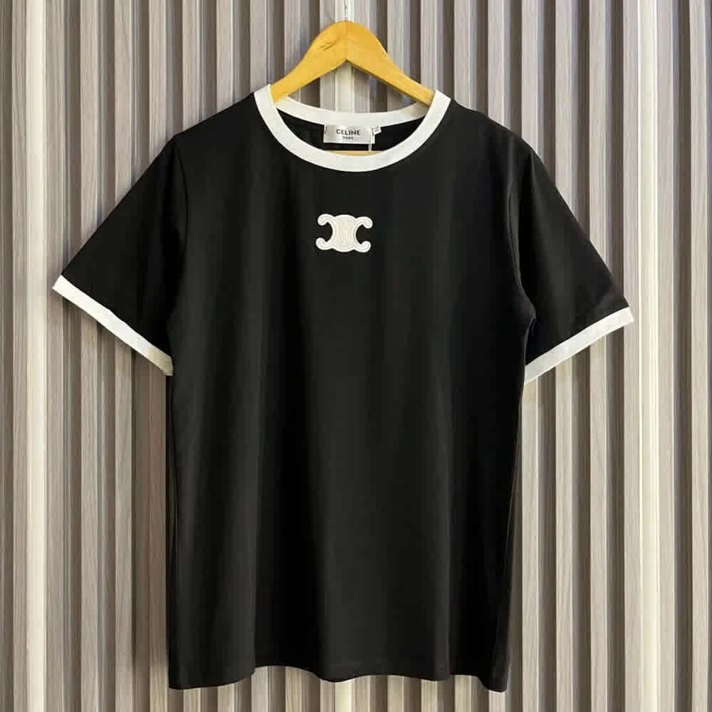 Celine Triomphe Logo Black T-shirt-1