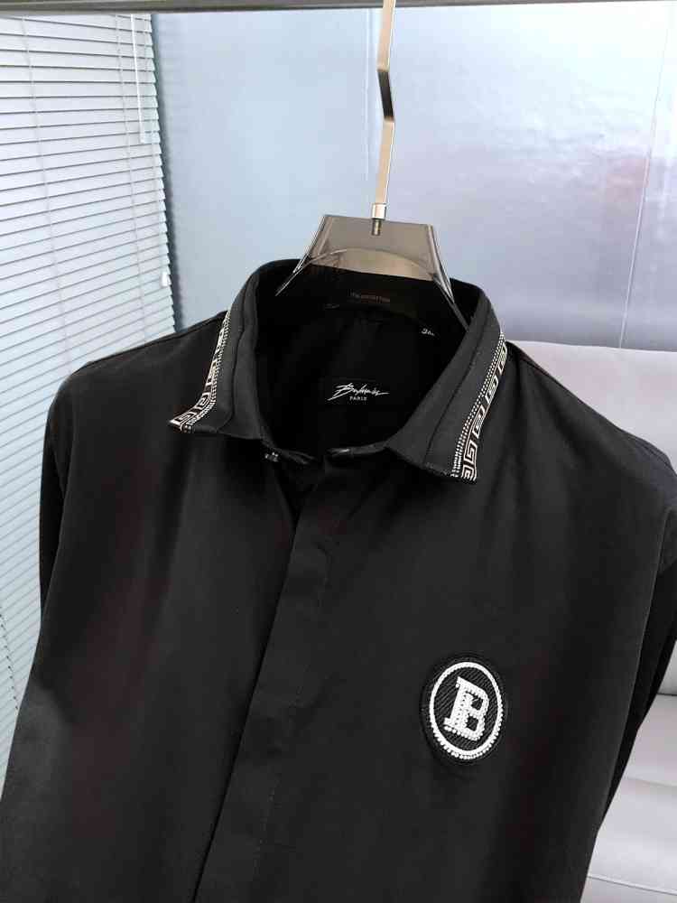 Balmain Embroidered Black Premium Cotton Shirt-thumb-1
