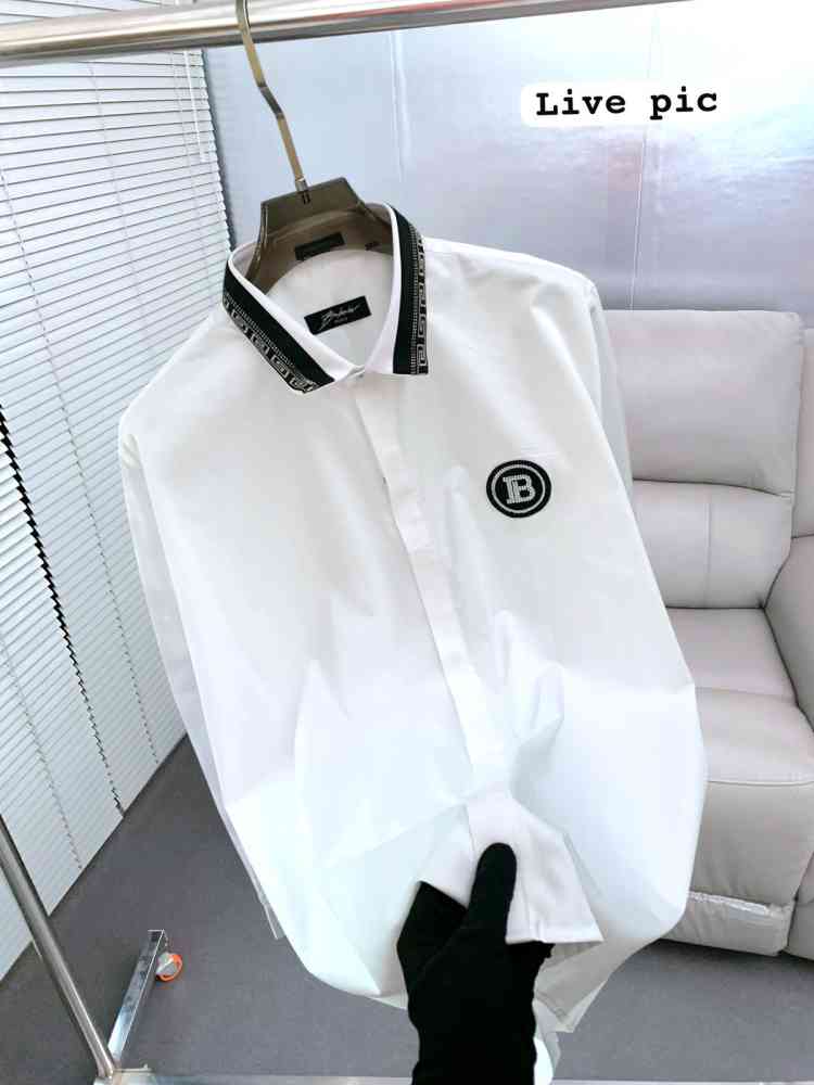 Balmain Embroidered White Premium Cotton Shirt-thumb-1