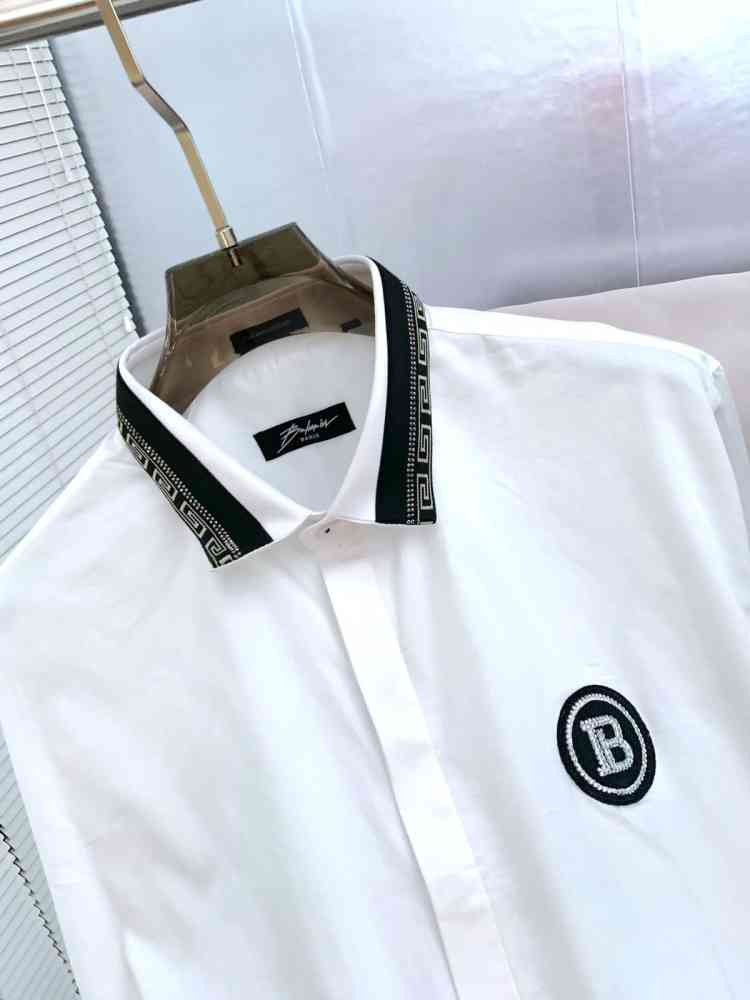 Balmain Embroidered White Premium Cotton Shirt-thumb-3