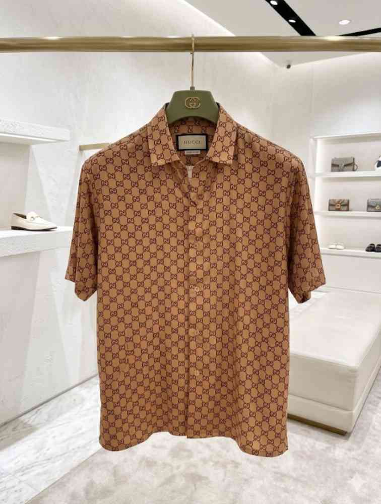 Gucci Brown Premium Quality Short Sleeve Shirt-thumb-1