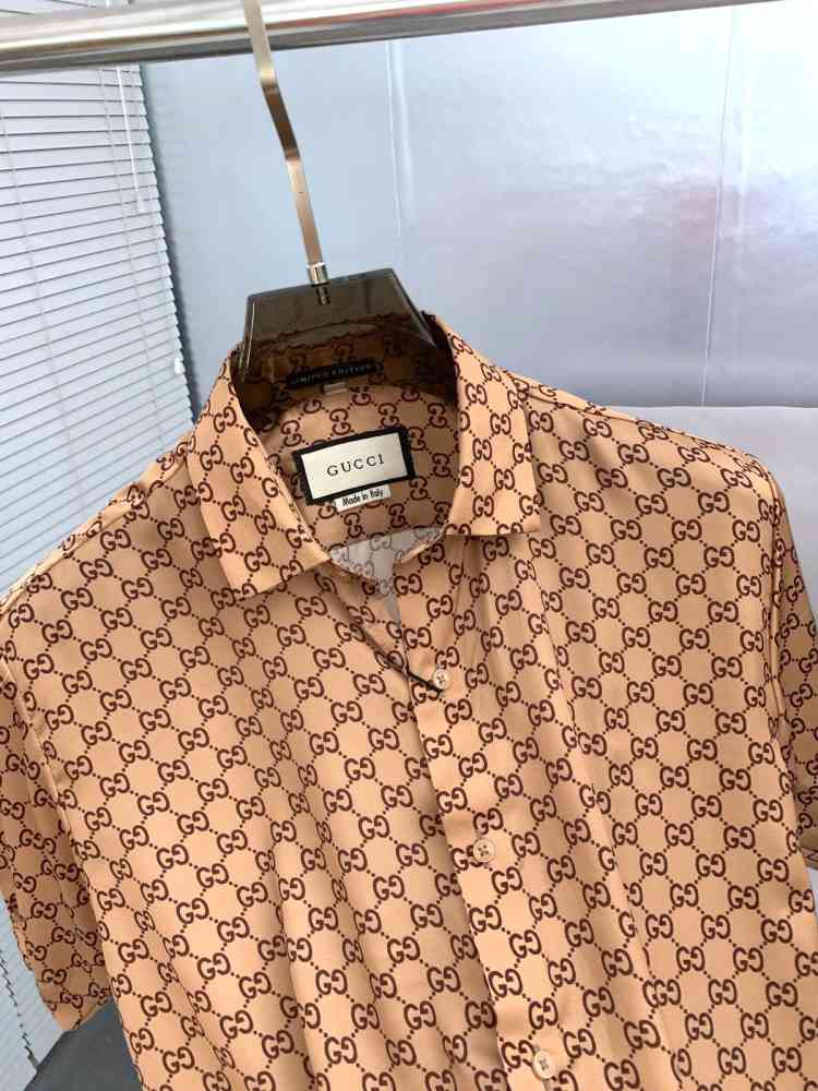 Gucci Brown Premium Quality Short Sleeve Shirt-thumb-3