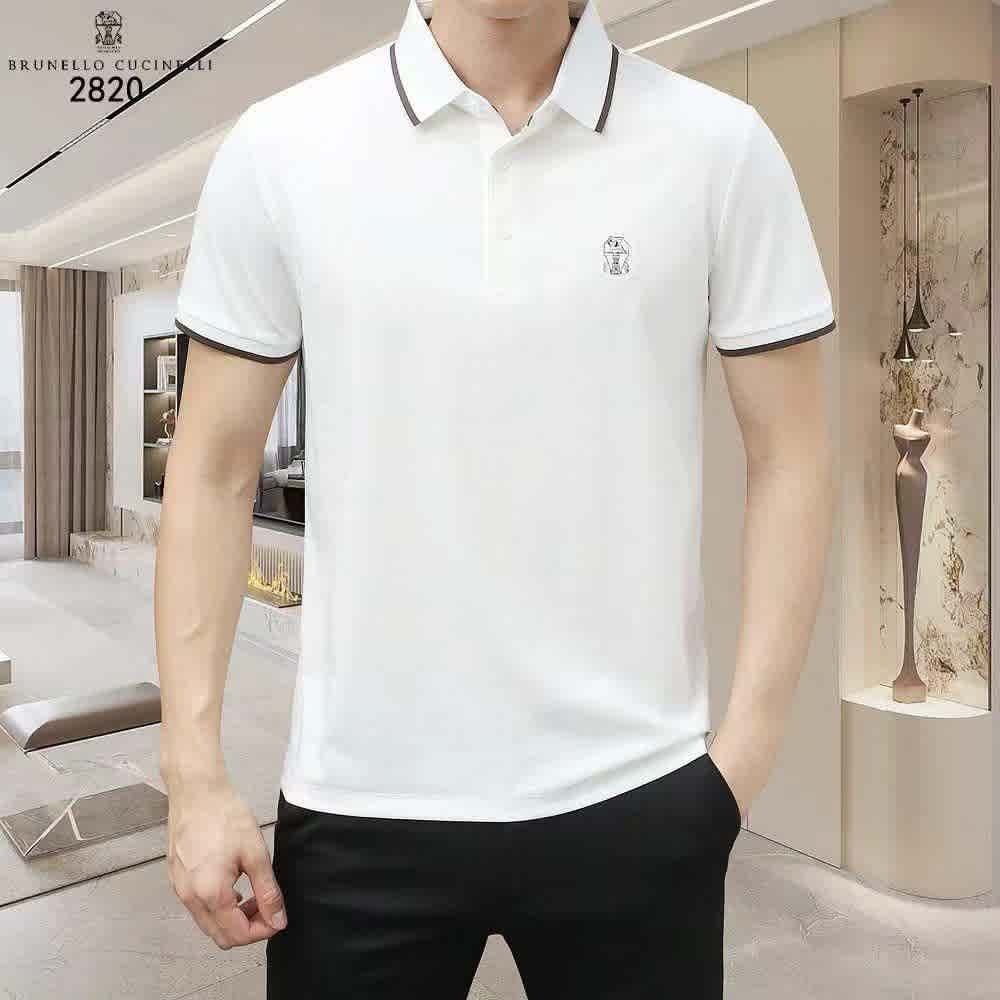 Brunello Cucinelli White Embroidery Premium Polo T-shirt-thumb-0