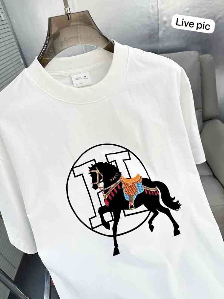 Hermes White Premium Quality T-shirt-thumb-2